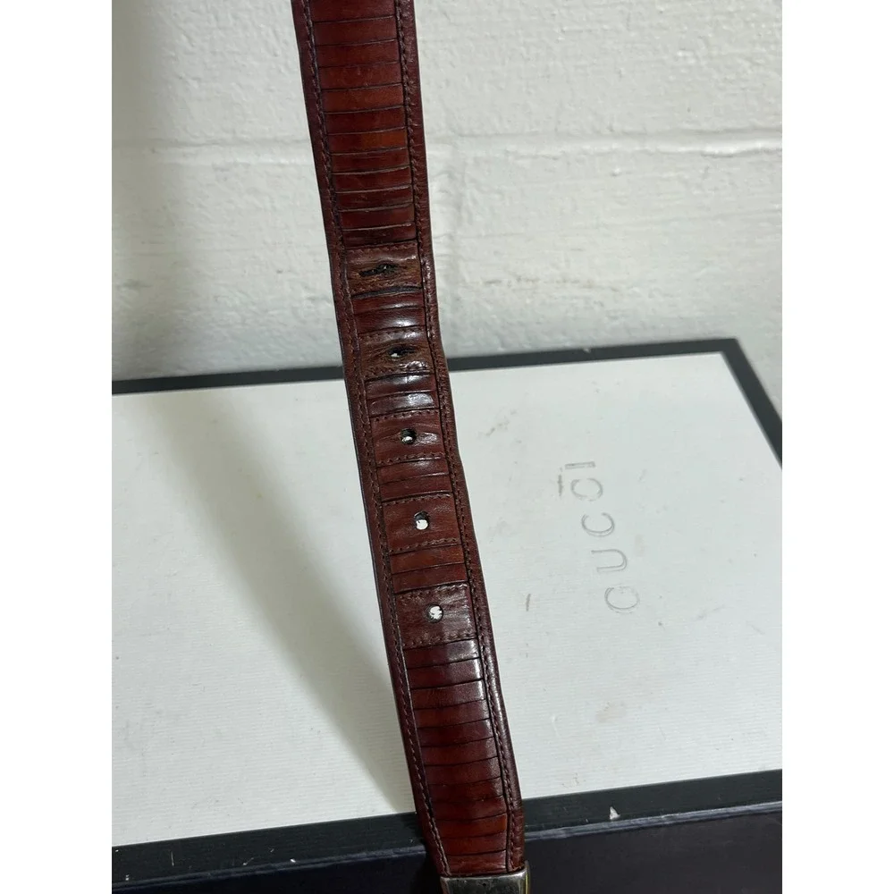 Mezlan Brown Ribbed Leather‎ Dress Belt Silver Buckle Men's 42 Made In Spain